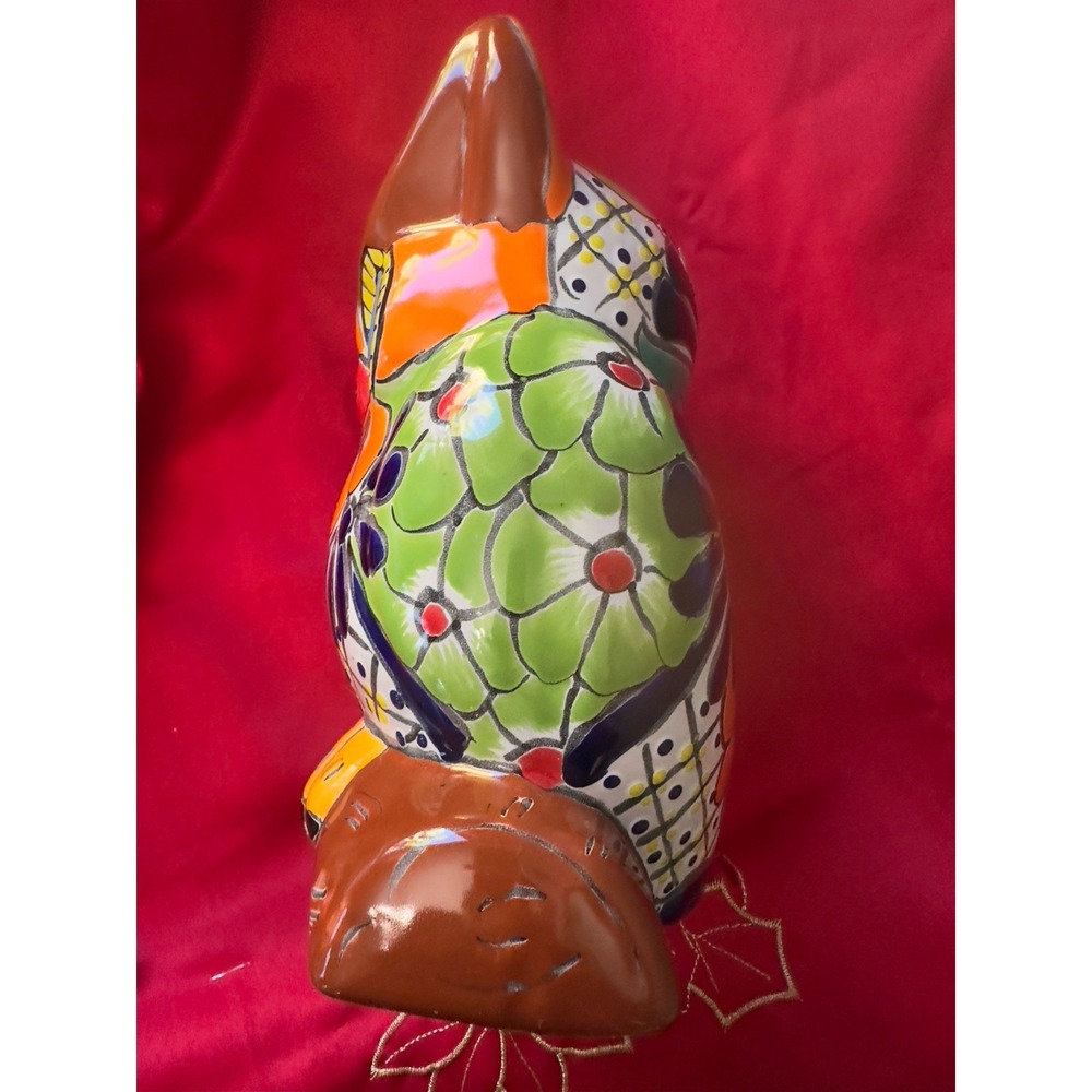 Talavera Mexican Pottery Owl Bank Hand Painted Large Folk Art Decor - Picture 3 of 7
